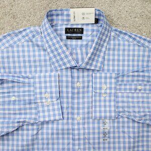 LAUREN Ralph Lauren Shirt NWT Men 3XL Blue/White Performance Stretch Big Fit L/S
